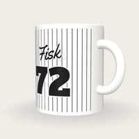 Personalised Black Pinstripes Baseball Jersey Mug, three-quarter view