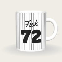 Personalised Black Pinstripes Baseball Jersey Mug, front