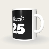 Personalised Black and White Baseball Jersey Mug, three-quarter view