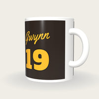 Personalised Brown and Gold Baseball Jersey Mug, three-quarter view