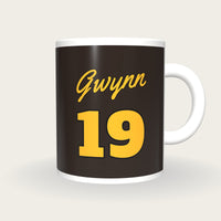 Personalised Brown and Gold Baseball Jersey Mug, front