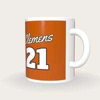 Personalised Burnt Orange and White Baseball Jersey Mug, three-quarter view