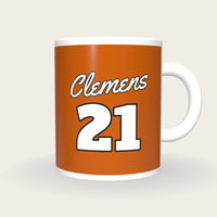 Personalised Burnt Orange and White Baseball Jersey Mug, front