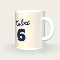 Personalised Cream and Navy Baseball Jersey Mug, three-quarter view
