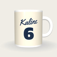 Personalised Cream and Navy Baseball Jersey Mug, front