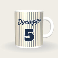 Personalised Cream with Navy Pinstripes Baseball Jersey Mug, front