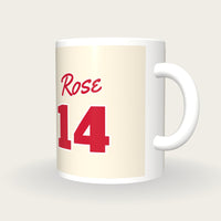 Personalised Cream and Red Baseball Jersey Mug, three-quarter view