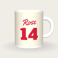 Personalised Cream and Red Baseball Jersey Mug, front