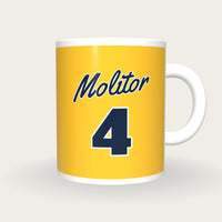 Personalised Gold and Navy Baseball Jersey Mug, front