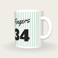 Personalised Green Pinstripes Baseball Jersey Mug, three-quarter view