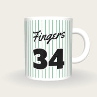 Personalised Green Pinstripes Baseball Jersey Mug, front