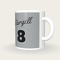 Personalised Grey and Black Baseball Jersey Mug, three-quarter view