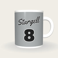 Personalised Grey and Black Baseball Jersey Mug, front