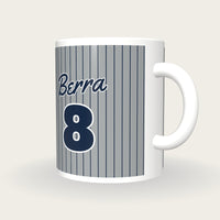 Personalised Grey with Navy Pinstripes Baseball Jersey Mug, three-quarter view
