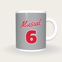 Personalised Grey and Red Baseball Jersey Mug, front