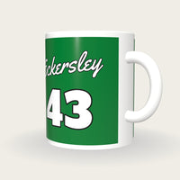 Personalised Kelly Green and White Baseball Jersey Mug, three-quarter view