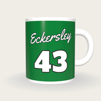 Personalised Kelly Green and White Baseball Jersey Mug, front