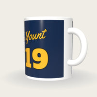 Personalised Navy and Gold Baseball Jersey Mug, three-quarter view