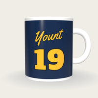 Personalised Navy and Gold Baseball Jersey Mug, front