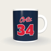 Personalised Navy and Red Baseball Jersey Mug, front