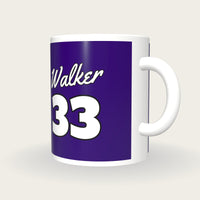 Personalised Purple and White Baseball Jersey Mug, three-quarter view