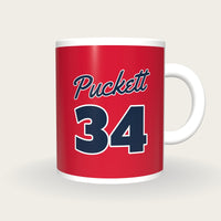 Personalised Red and Navy Baseball Jersey Mug, front