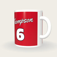 Personalised Red and White Baseball Jersey Mug, three-quarter view