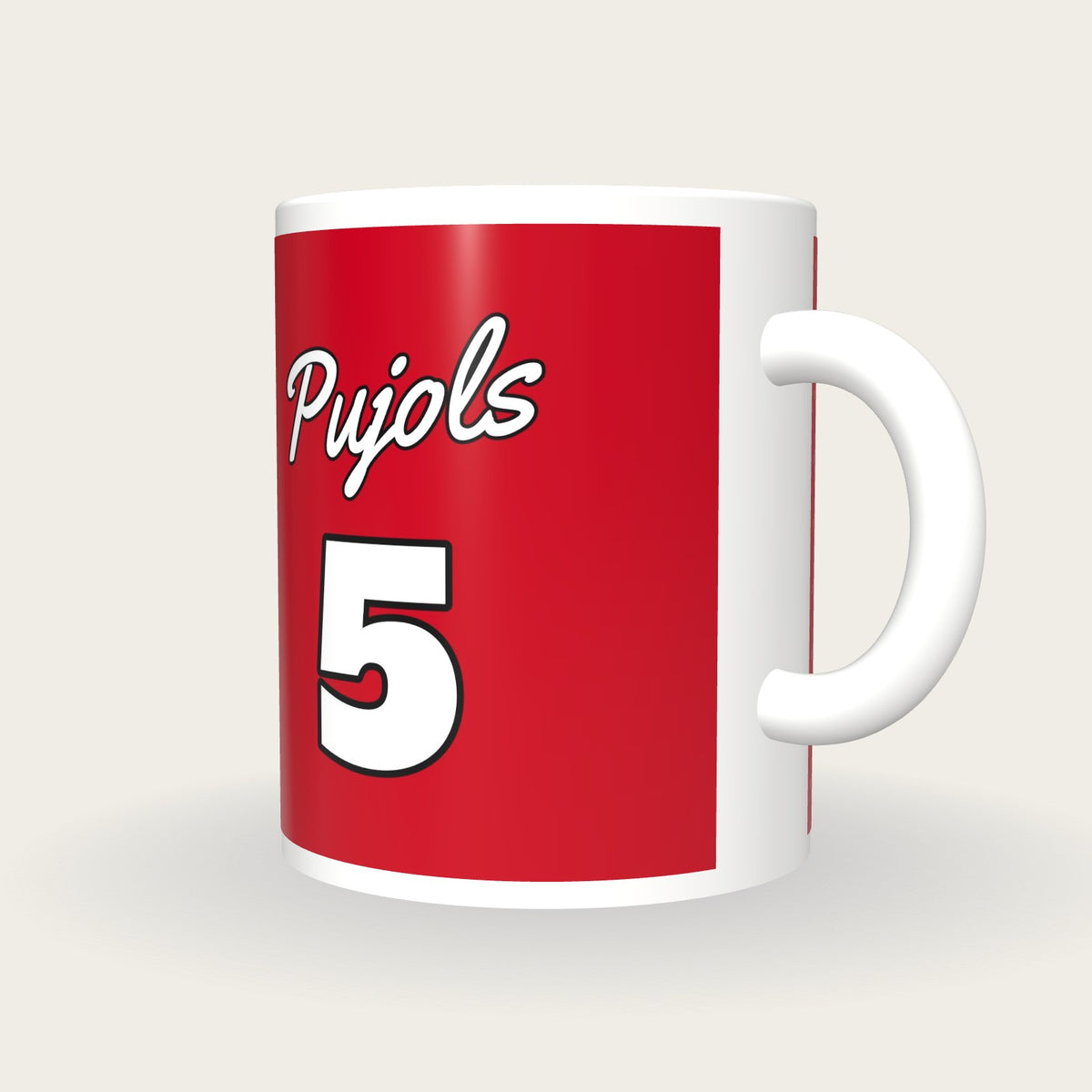 Personalised Red and White Baseball Jersey Mug, three-quarter view