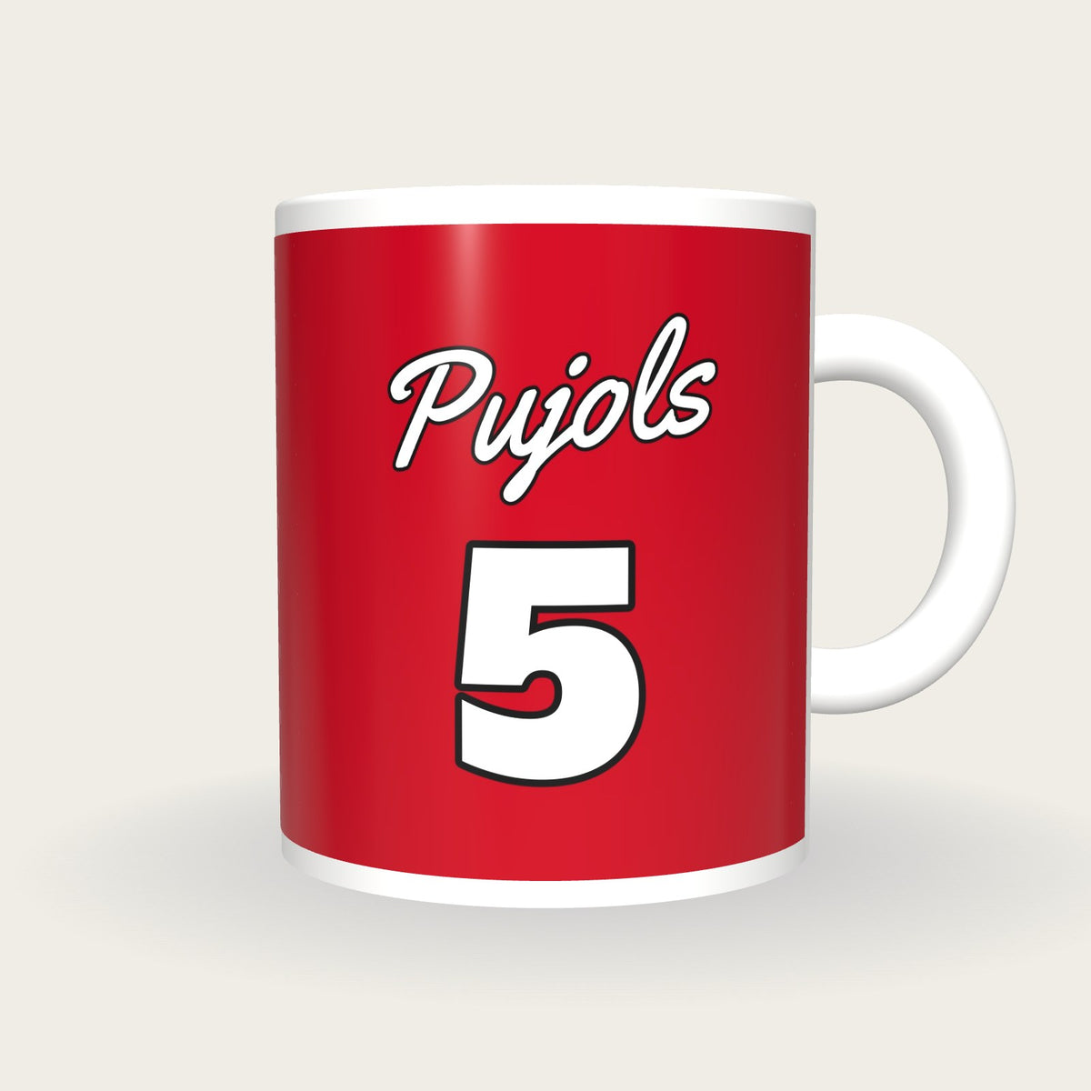Personalised Red and White Baseball Jersey Mug, front