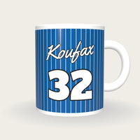 Personalised Royal Blue with White Pinstripes Baseball Jersey Mug, front