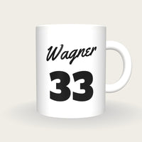 Personalised White and Black Baseball Jersey Mug, front