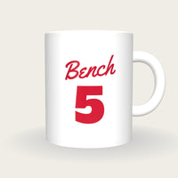 Personalised White and Red Baseball Jersey Mug, front