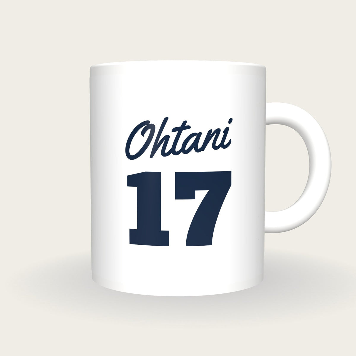 Personalised White and Royal Blue Baseball Jersey Mug, front