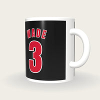 Personalised Black and Red Basketball Jersey Mug, three-quarter view