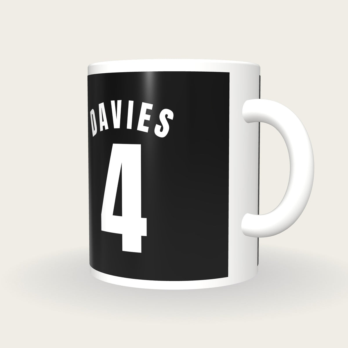 Personalised Black and White Basketball Jersey Mug, three-quarter view