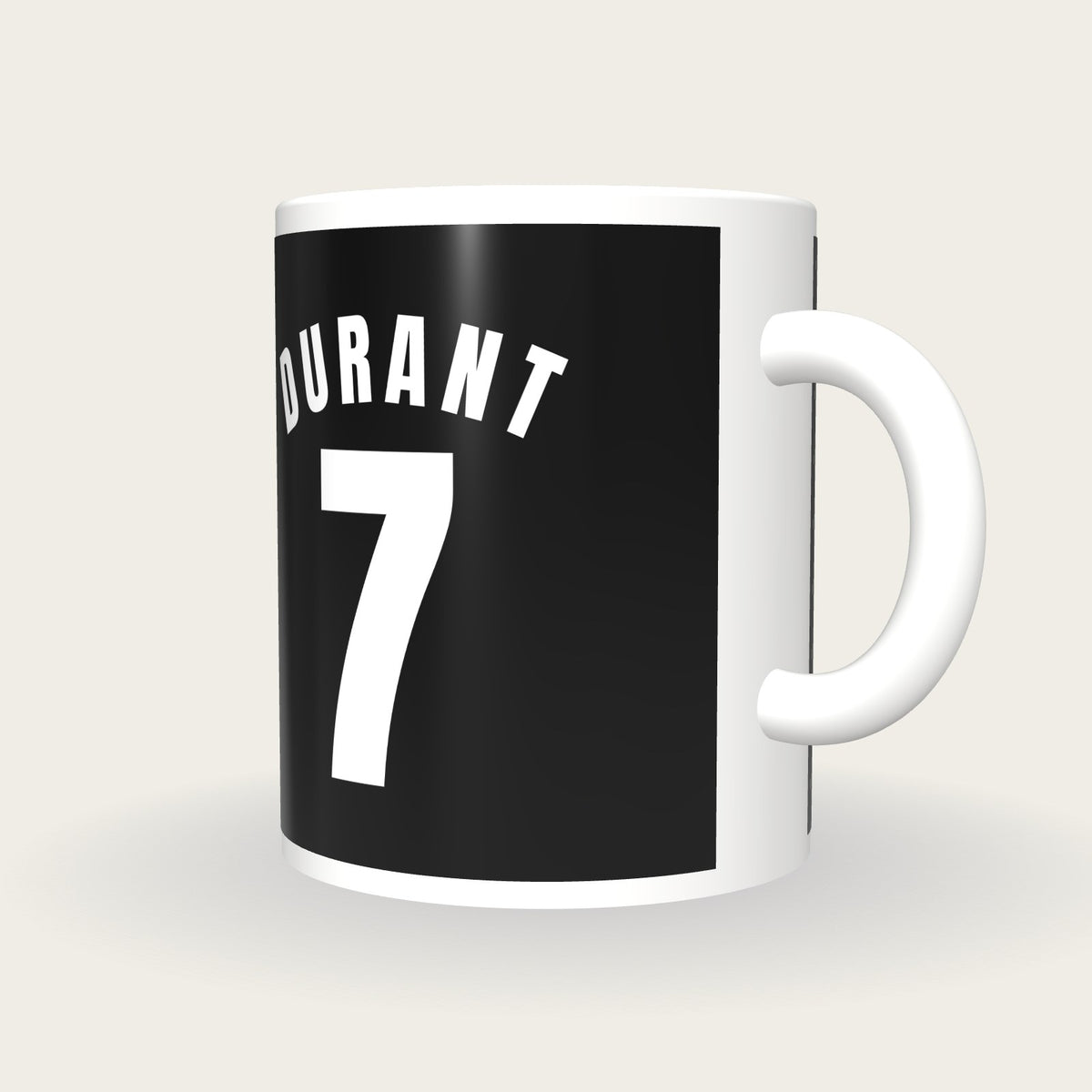 Personalised Black and White Basketball Jersey Mug, three-quarter view