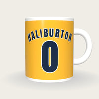 Personalised Gold and Navy Basketball Jersey Mug, front