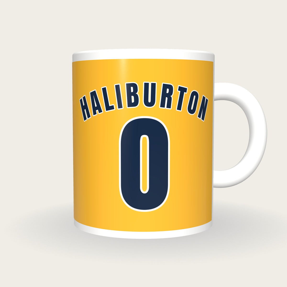 Personalised Gold and Navy Basketball Jersey Mug, front