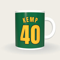 Personalised Green and Gold Basketball Jersey Mug, front