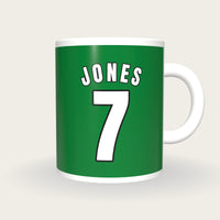 Personalised Green and White Basketball Jersey Mug, front