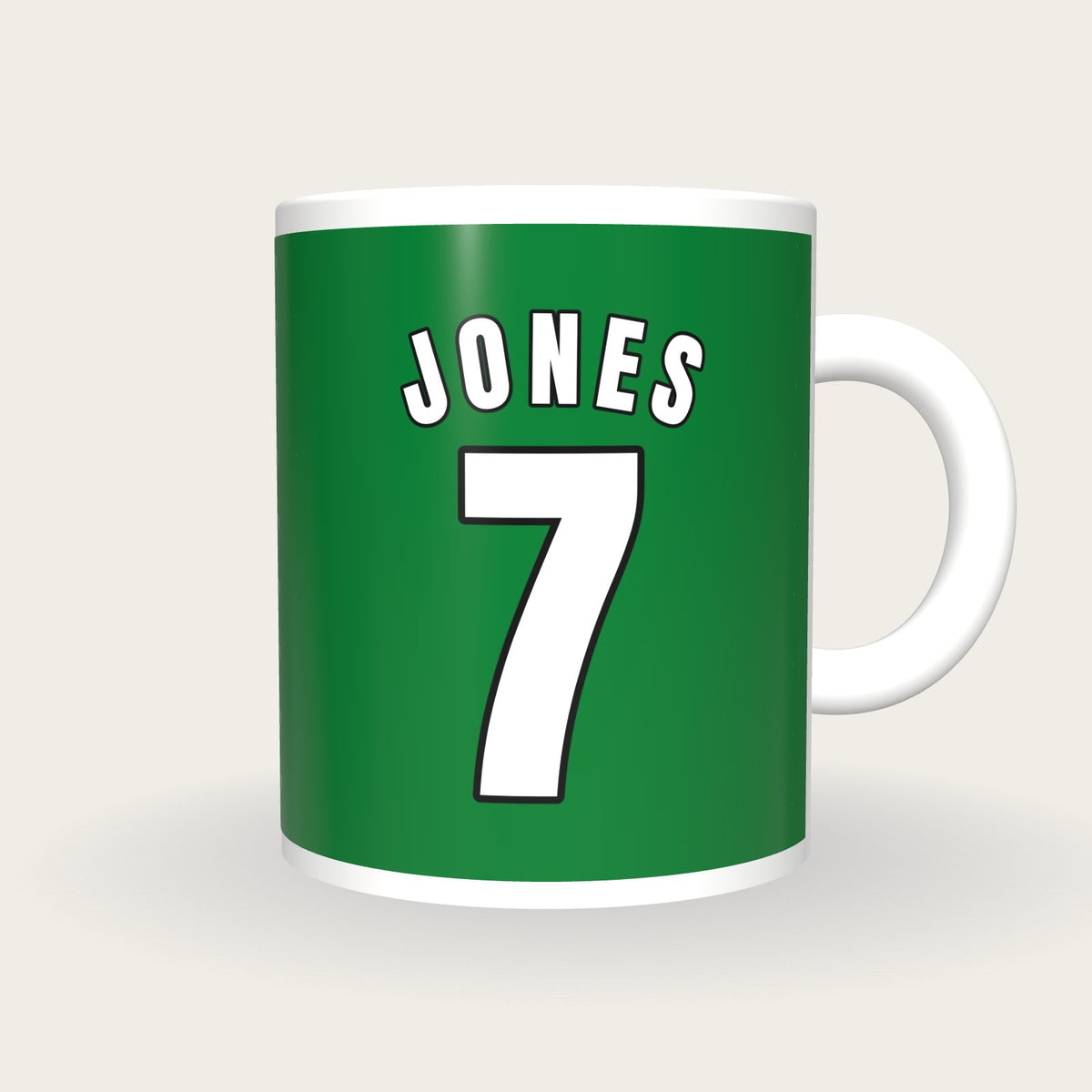 Personalised Green and White Basketball Jersey Mug, front