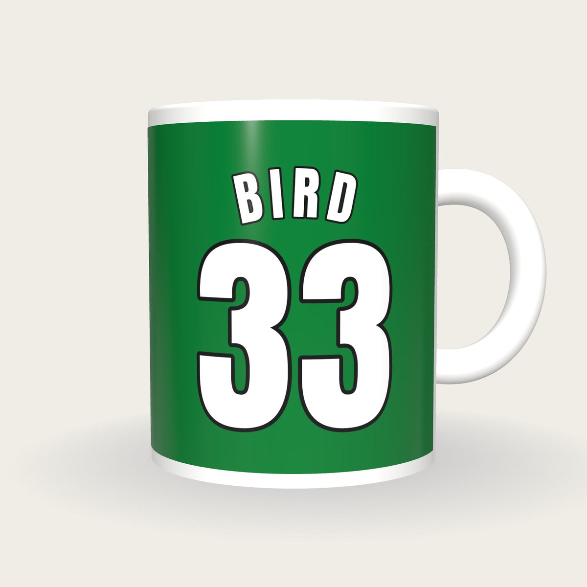 Personalised Green and White Basketball Jersey Mug, front