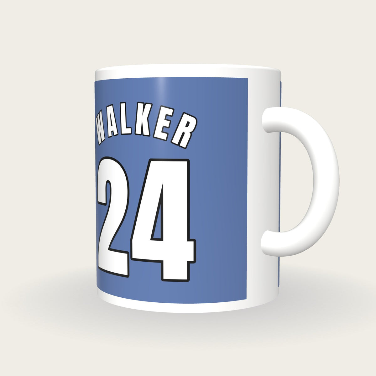 Personalised Light Blue and Navy Basketball Jersey Mug, three-quarter view