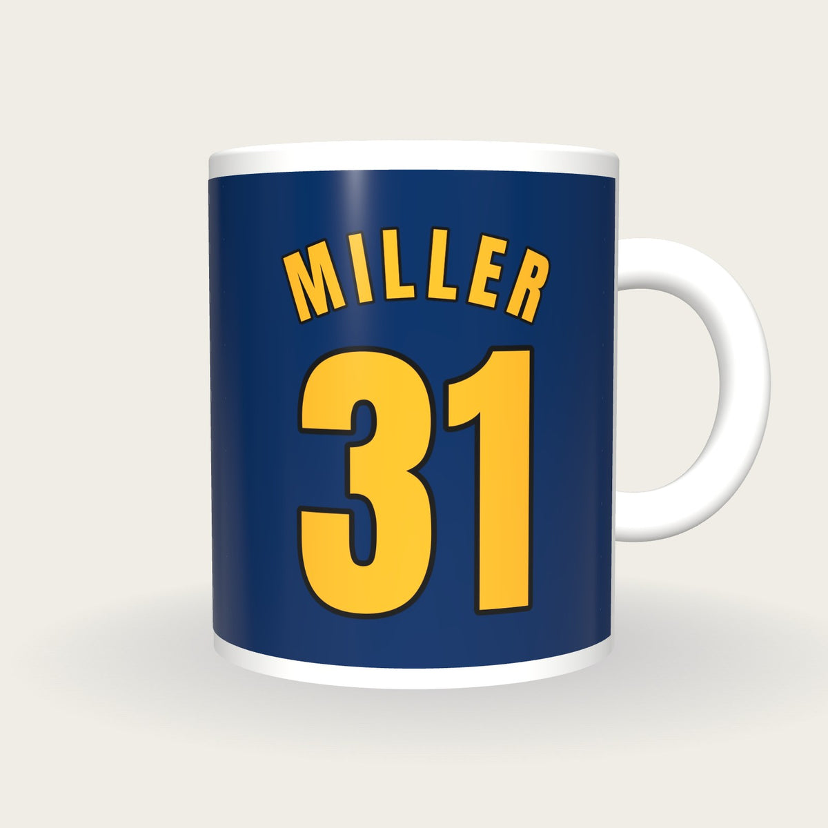 Personalised Navy and Gold Basketball Jersey Mug, front