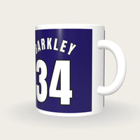 Personalised Purple and White Basketball Jersey Mug, three-quarter view