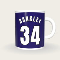 Personalised Purple and White Basketball Jersey Mug, front