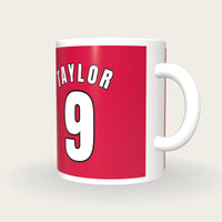 Personalised Red and Black Basketball Jersey Mug, three-quarter view