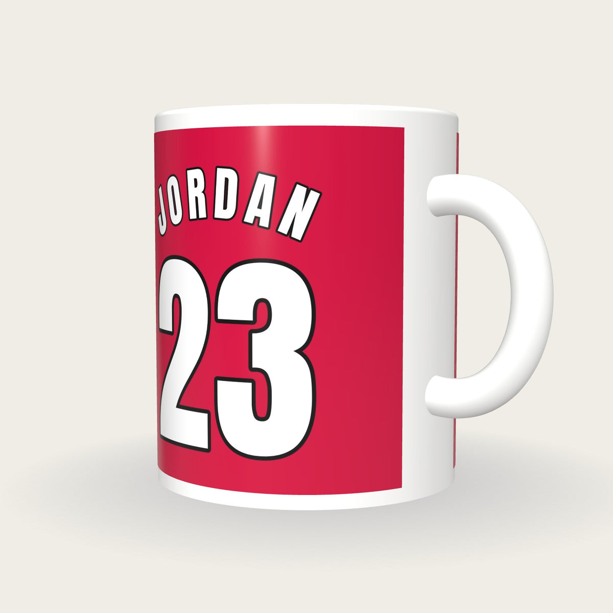 Personalised Red and Black Basketball Jersey Mug, three-quarter view