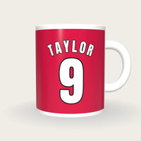 Personalised Red and Black Basketball Jersey Mug, front