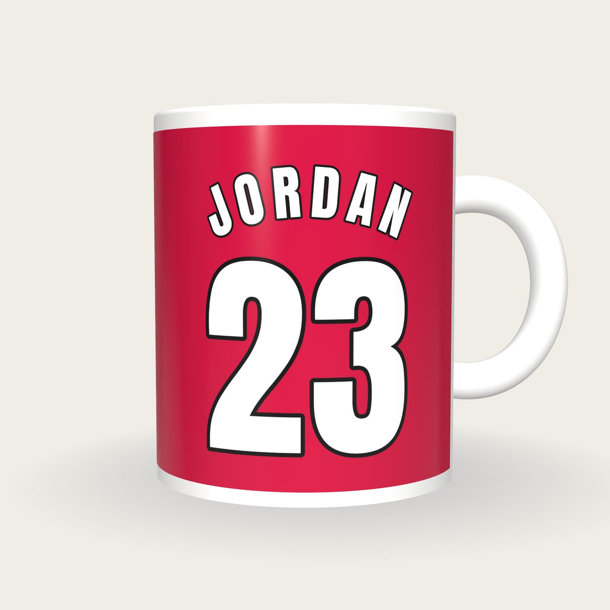 Personalised Red and Black Basketball Jersey Mug, front
